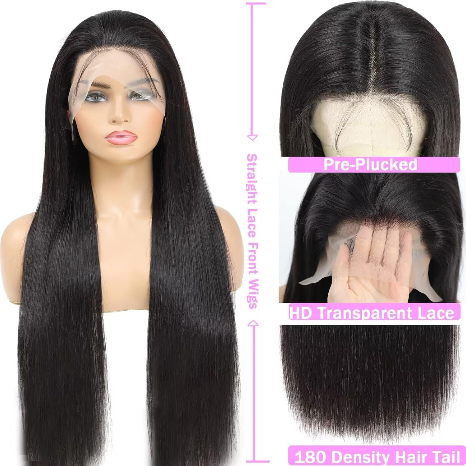Arsola 30-inch lace front wig side part view for free parting options.