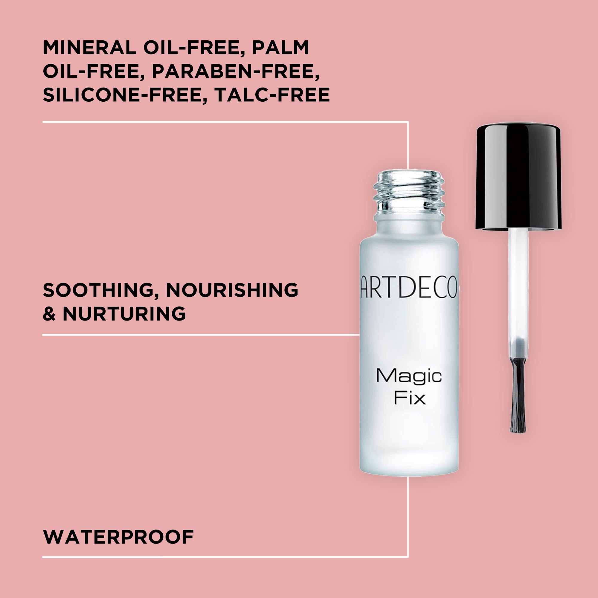 ARTDECO Magic Fix applied on lips for kiss-proof hold.