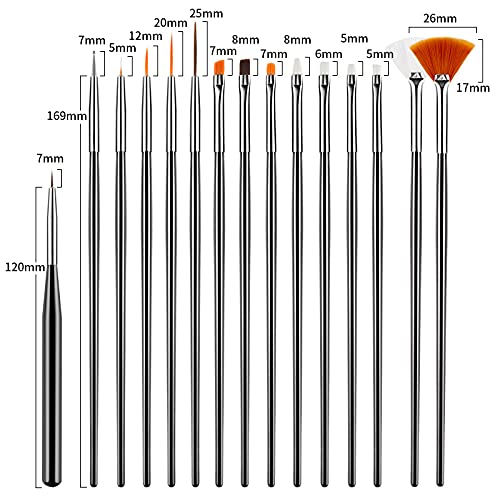 Artdone 31pcs nail art brushes closeup highlighting fine bristles and precision control