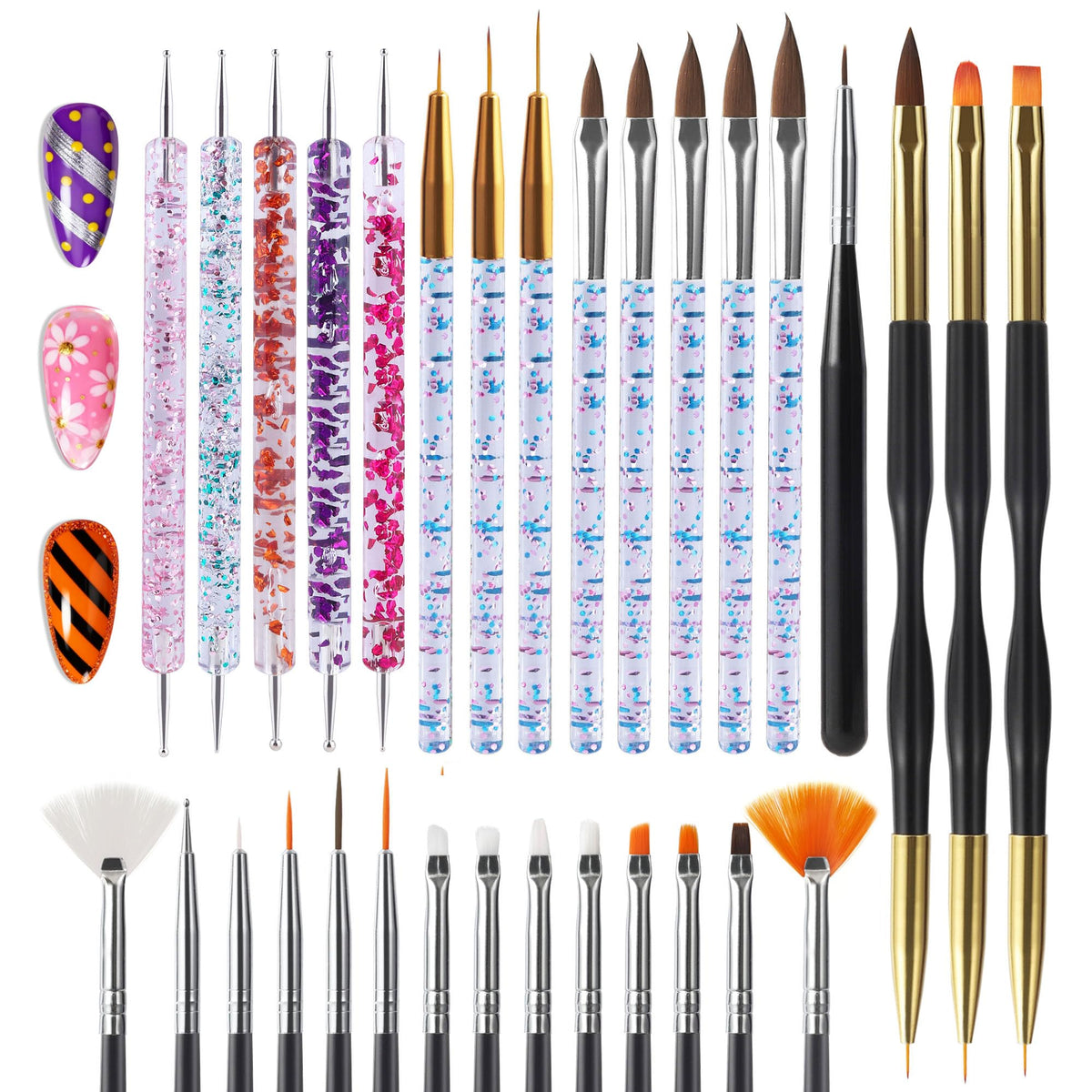 Artdone 31pcs nail art brushes set packaging showing complete kit for DIY nails
