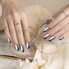 Artdone chrome nail powder collection close-up highlighting bright mirror shimmer
