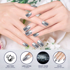 Artdone chrome powder on black background emphasizing vivid mirror finish