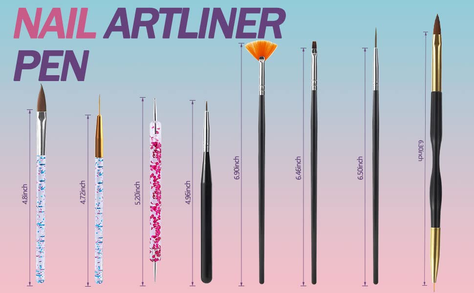 Artdone nail painting brushes 5pc for smooth fills and color blending