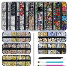 Artdone nail rhinestones close-up showing vibrant shapes for creative nail art.
