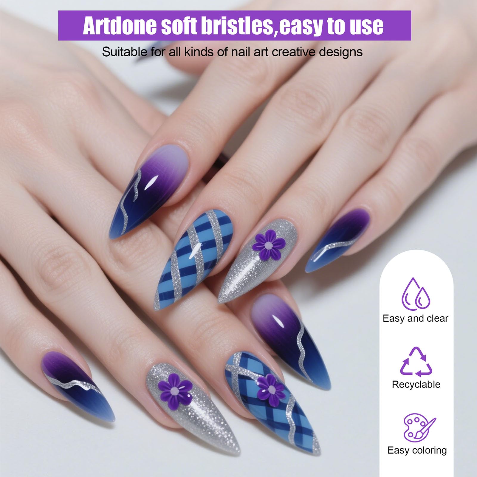 Artdone thin detail brushes enable delicate lines and patterns