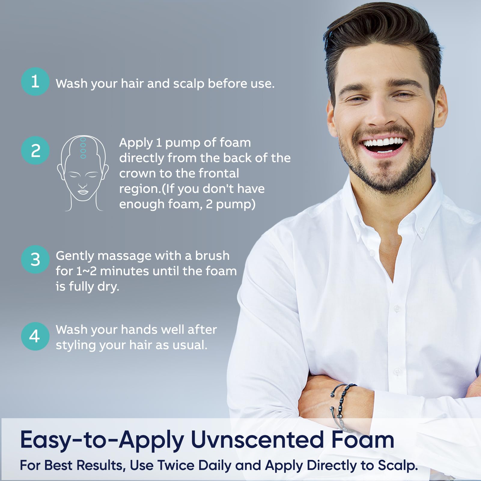 Artimore Minoxidil Foam women use demonstrates unisex suitability.