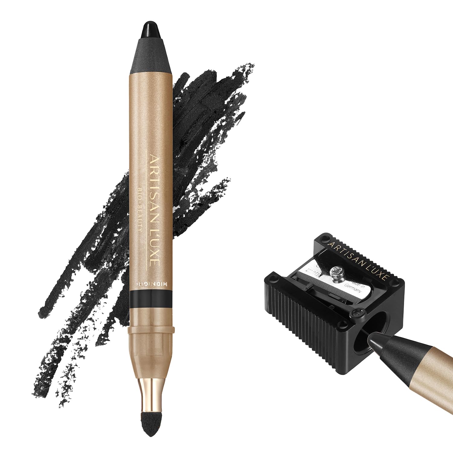 Artisan L'uxe Beauty Velvet Jumbo Eyeliner Pencil dome shape enables quick smoky eye.