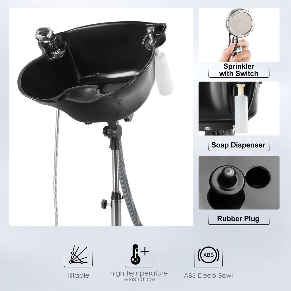 Artist hand Shampoo Bowl tilt-function allows optimal angle for different clients.