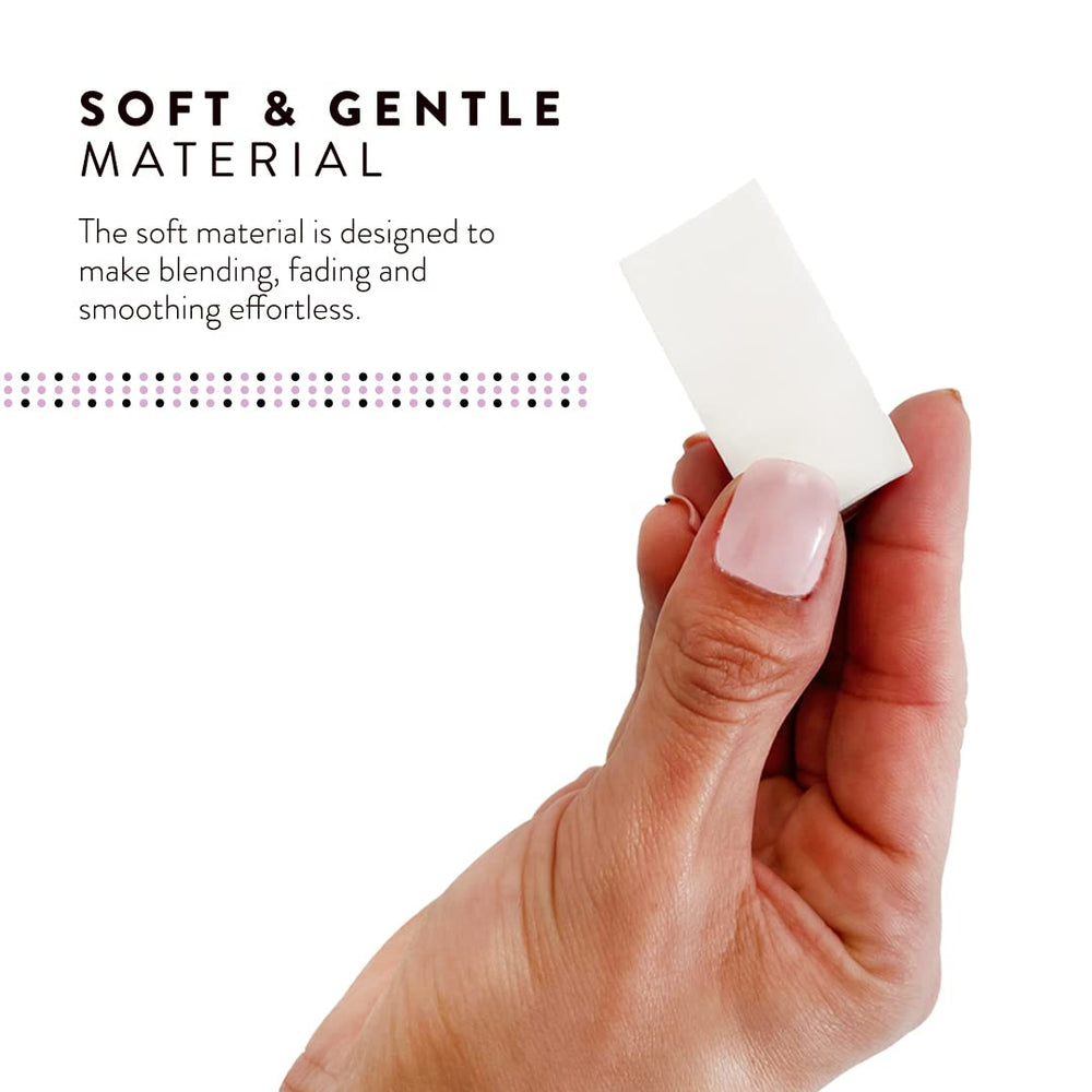 Artist's Choice mini triangle sponge for blush application with precise edge control.