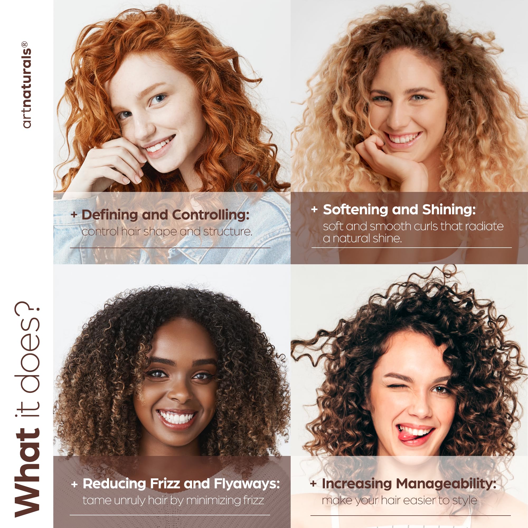 Artnaturals ingredients argan-oil avocado-oil jojoba-oil provide deep moisturization for hair.