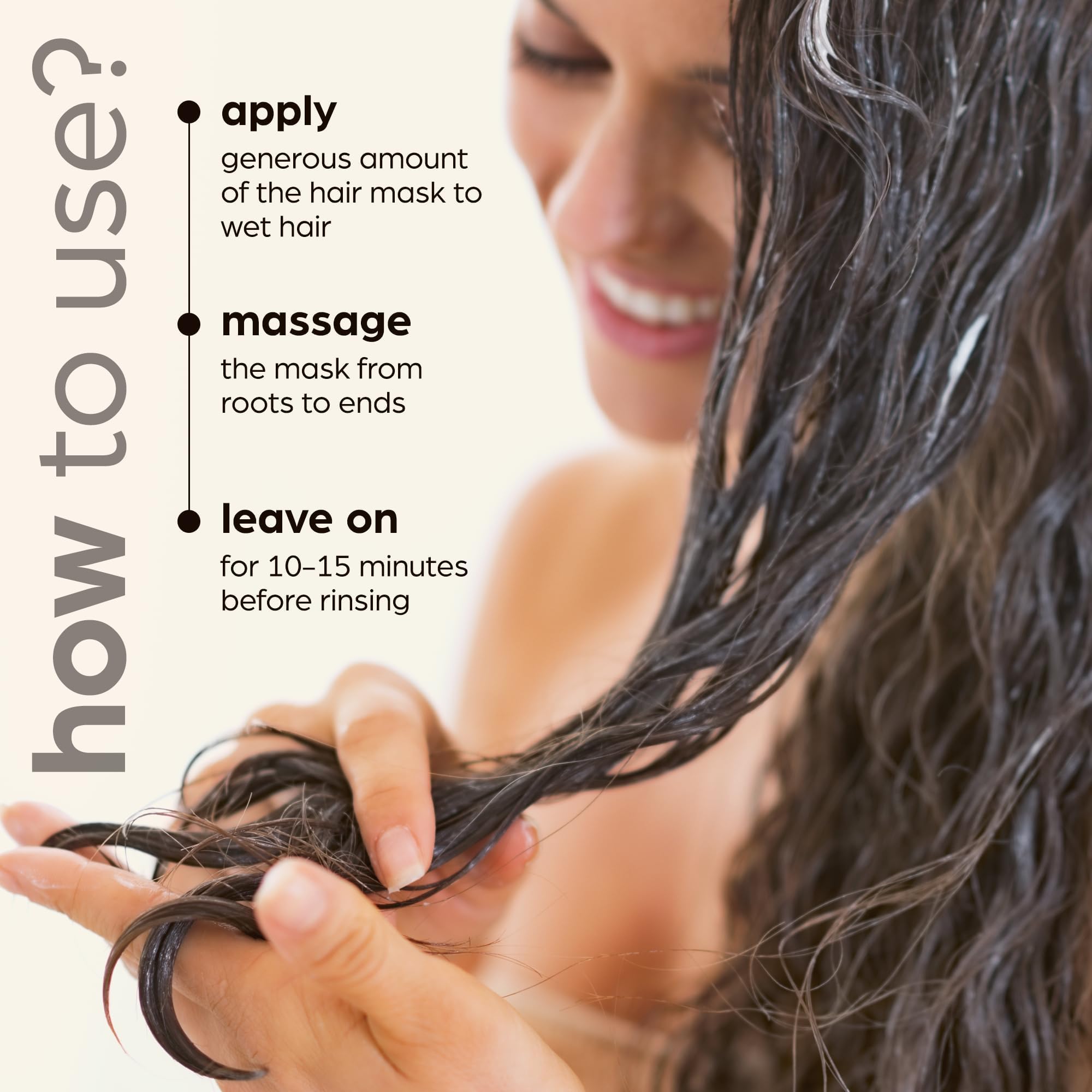 Artnaturals Argan Hair Mask on damp hair demonstrating frizz control benefits