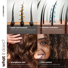 artnaturals argan oil drops on hair demonstrate nourishing care for scalp and follicles.