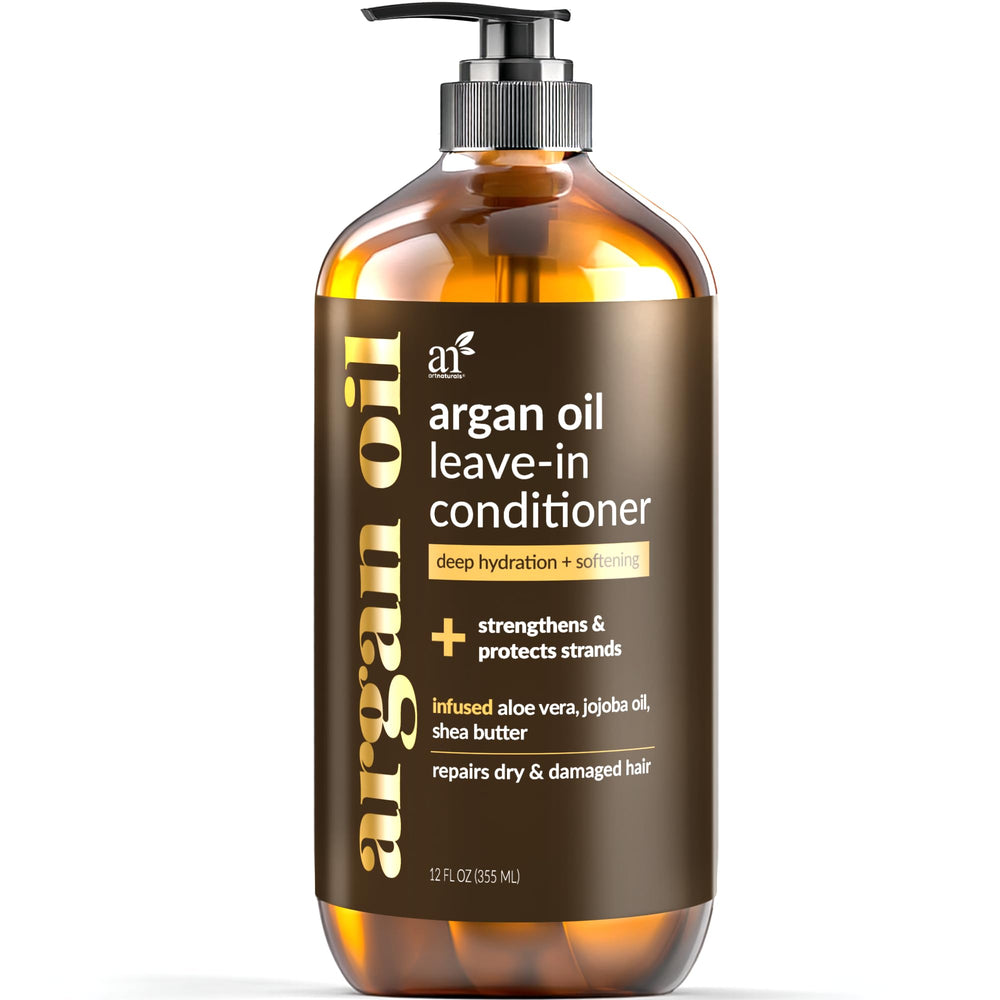 Artnaturals Argan Oil Leave-In Conditioner bottle showcases premium natural hydration for all hair types.