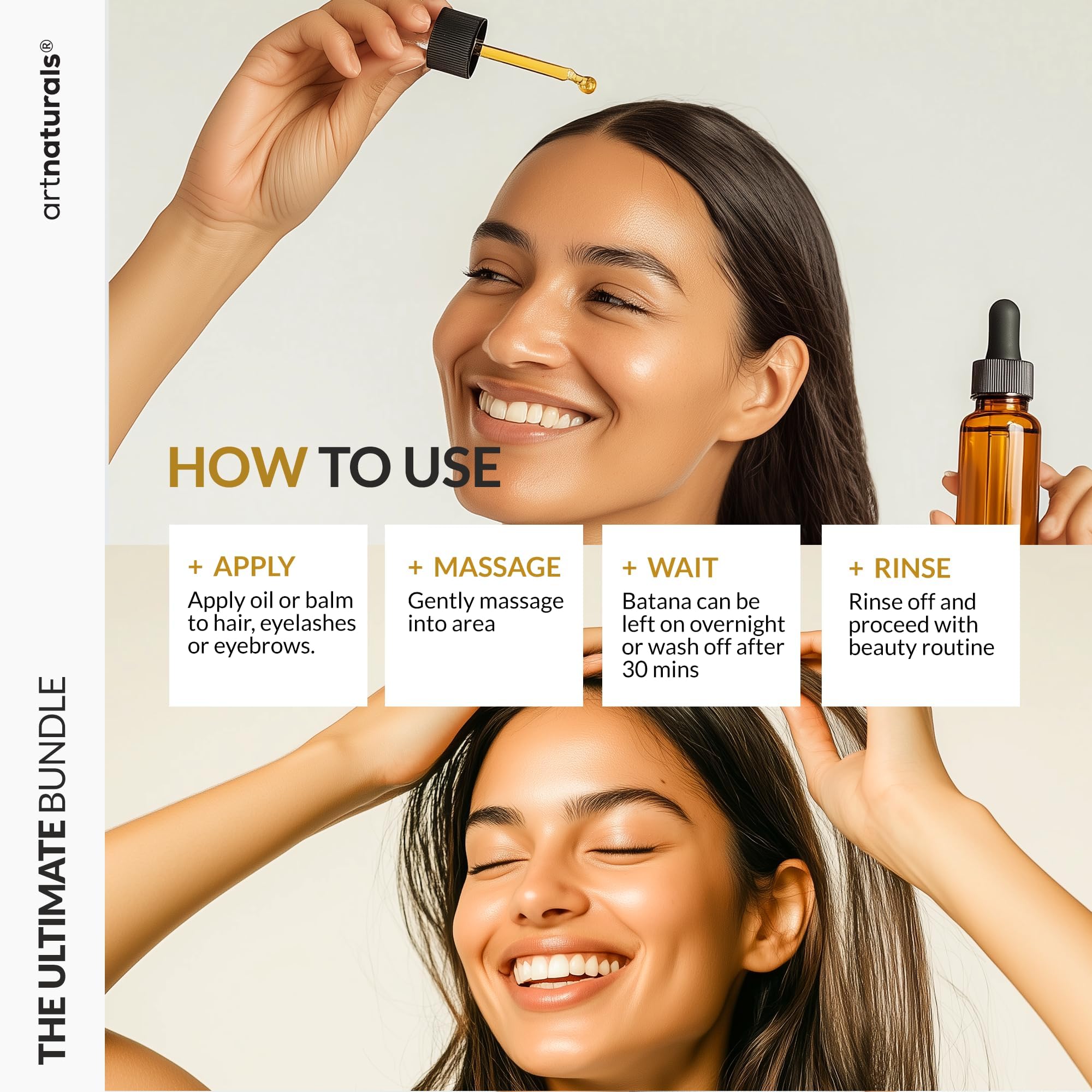 Artnaturals Batana Oil display highlighting Honduras origin and natural care.