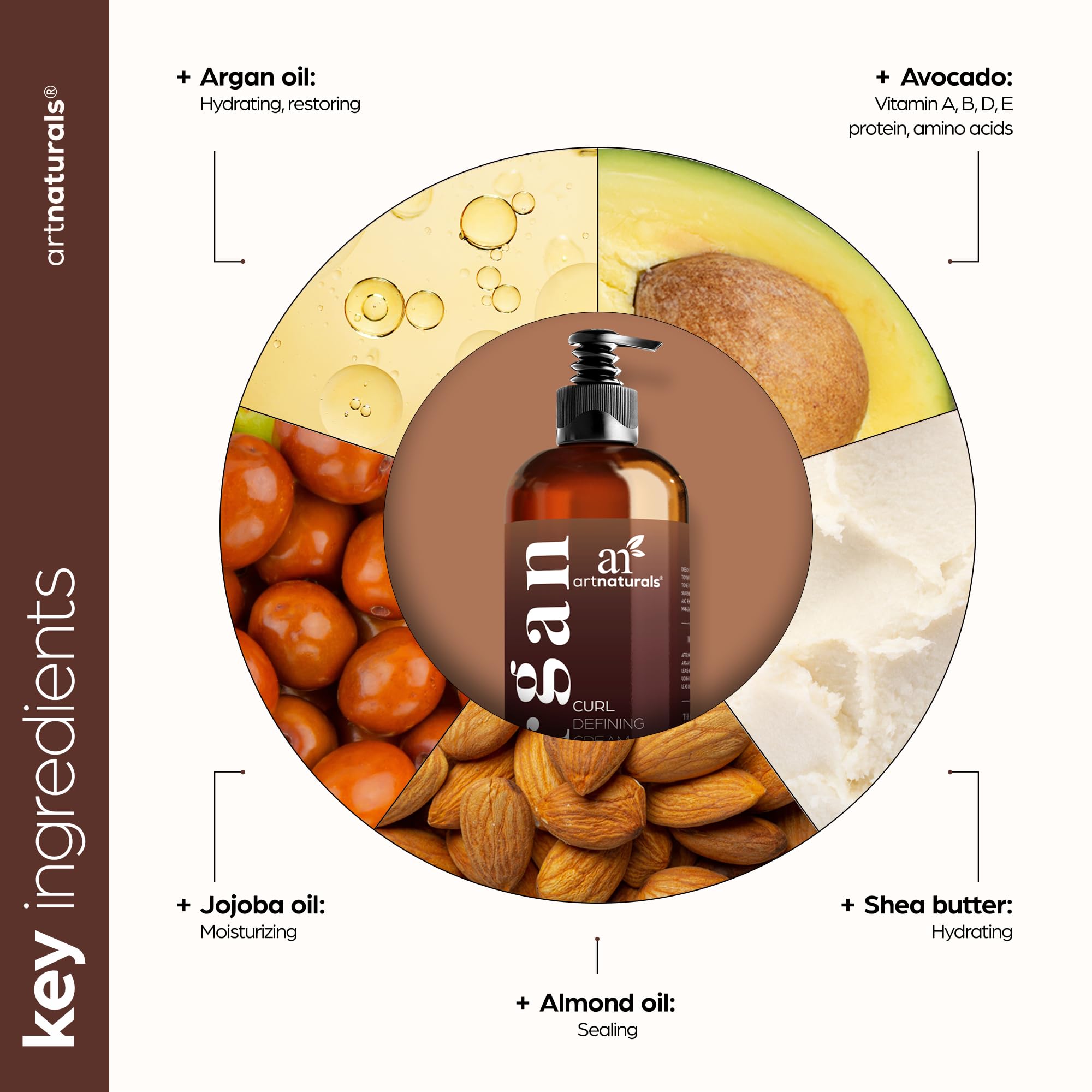 Artnaturals curl cream dispensing close-up demonstrates easy, controlled application.