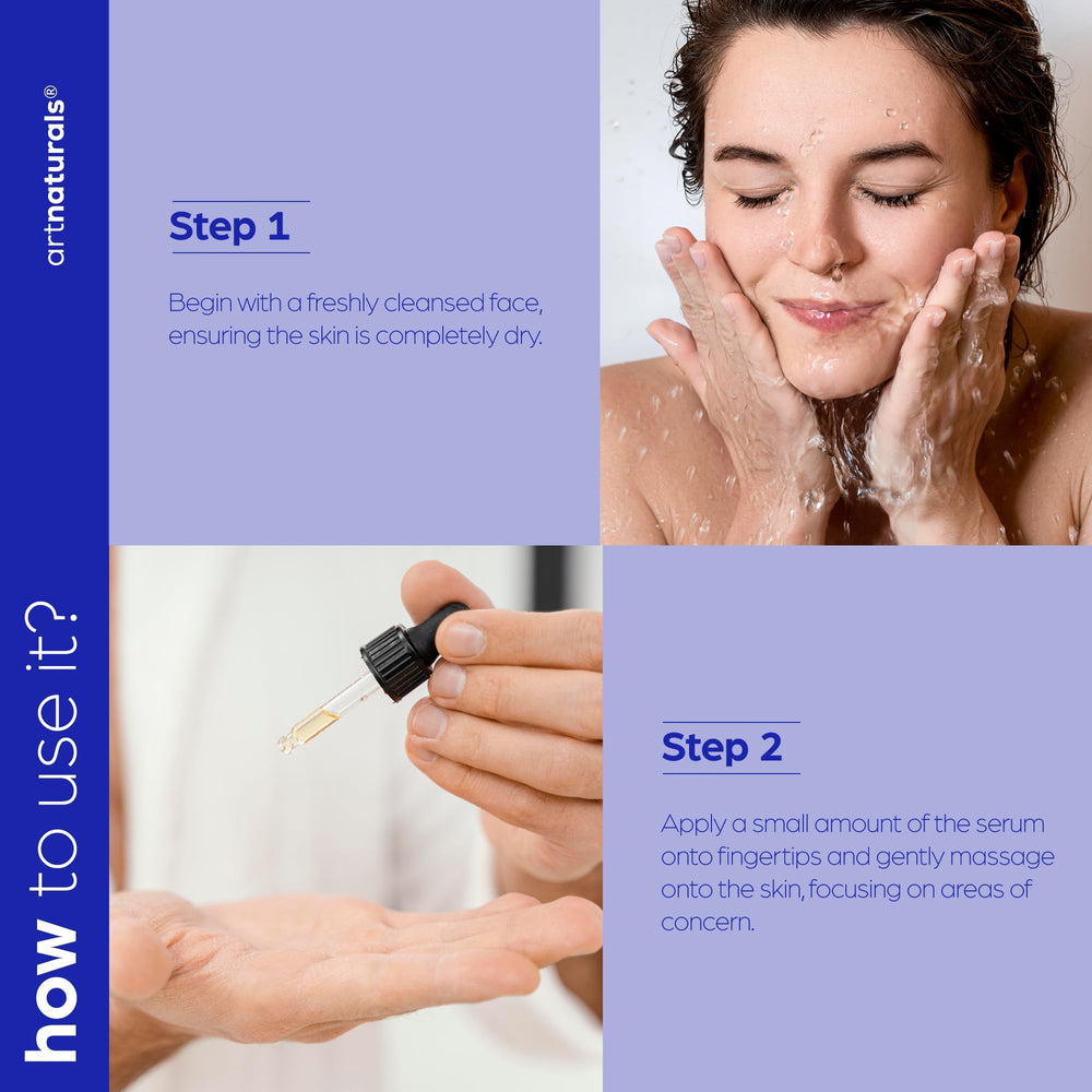 artnaturals glycolic-serum-bottle-on-mirror lifestyle shot conveys daily skincare ritual.