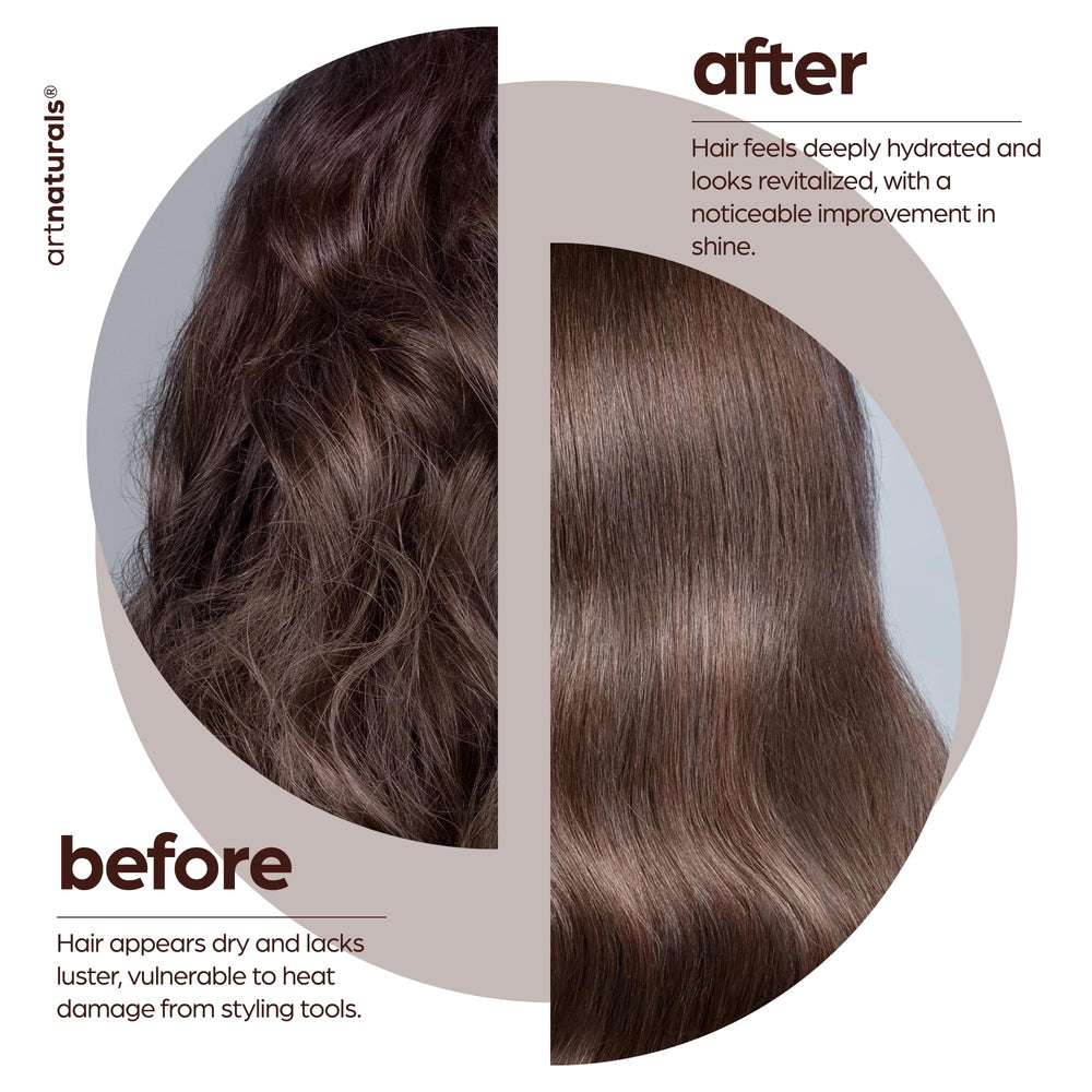 Hair being combed to distribute Artnaturals spray evenly