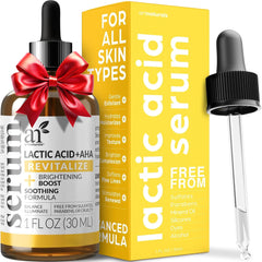artnaturals Lactic Acid + AHA serum bottle showing brightening and exfoliating action