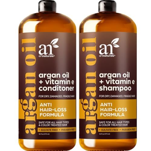 artnaturals Moroccan Argan Oil Shampoo bottle nourishes hair with shine and gentle cleansing.