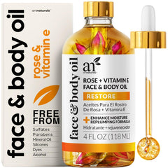 Artnaturals Organic Rose Vitamin E Face Oil bottle delivering deep hydration.
