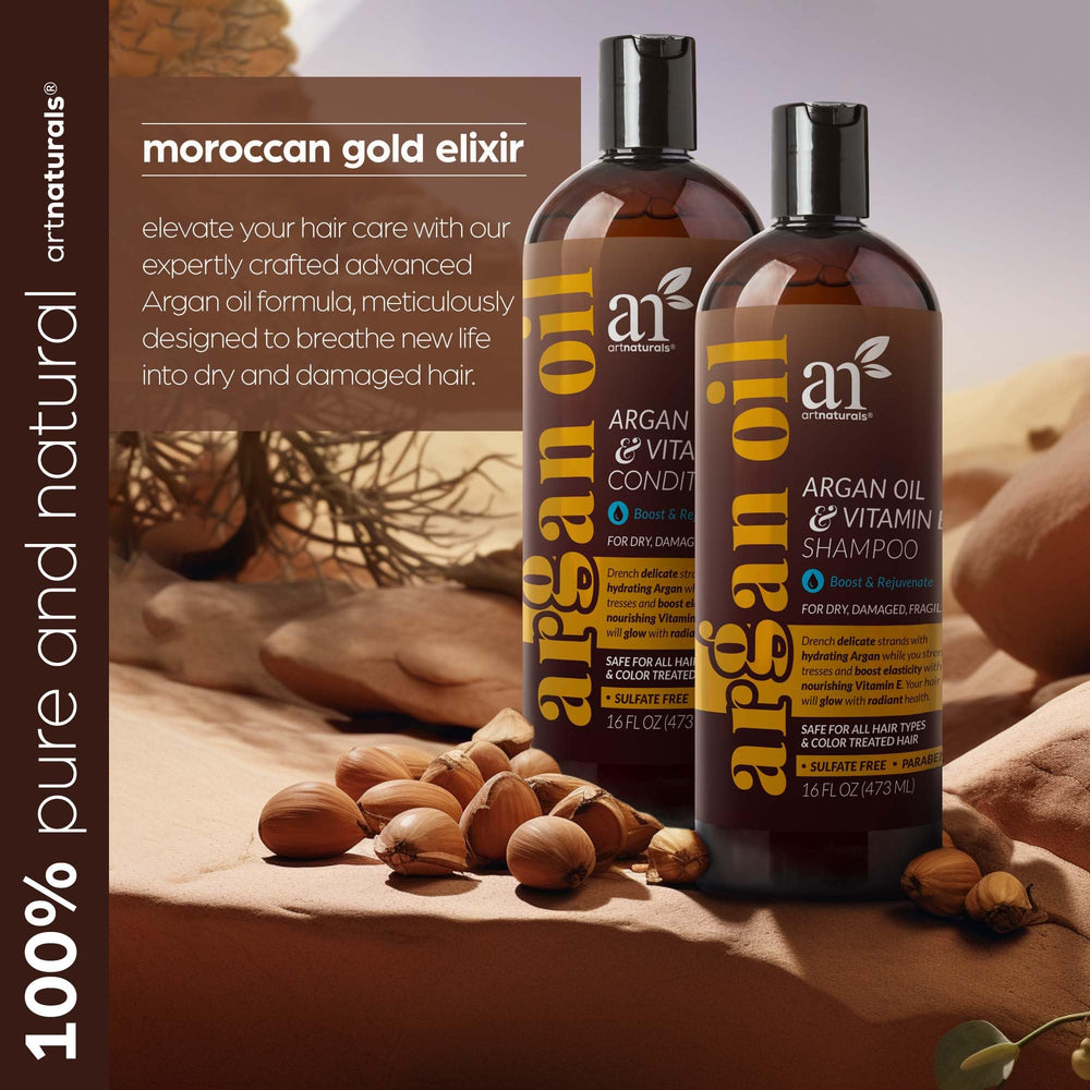 artnaturals set packaging box conveys a dual shampoo and conditioner routine.