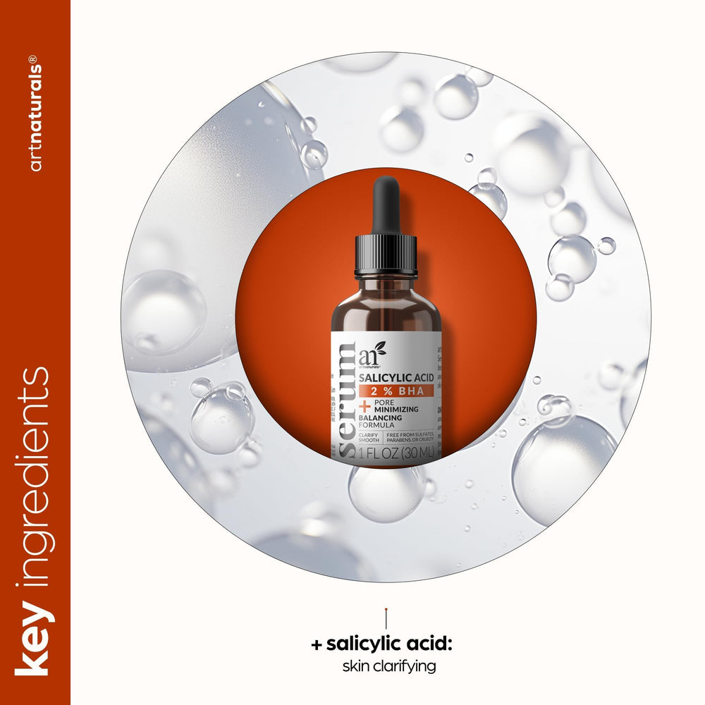 artnaturals Salicylic acid Serum texture close-up indicating lightweight, oil-free formula.