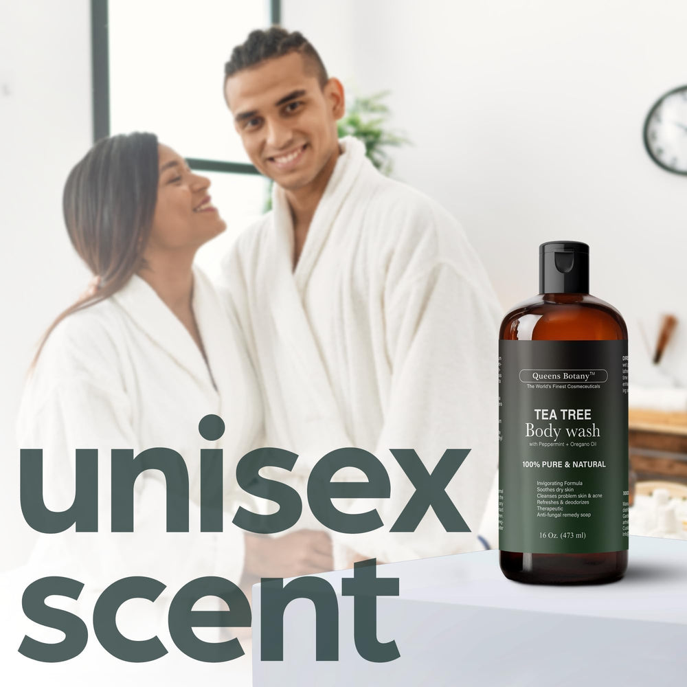 Artnaturals Tea Tree Oil Body Wash eczema-relief scene highlighting itch relief and hydration.