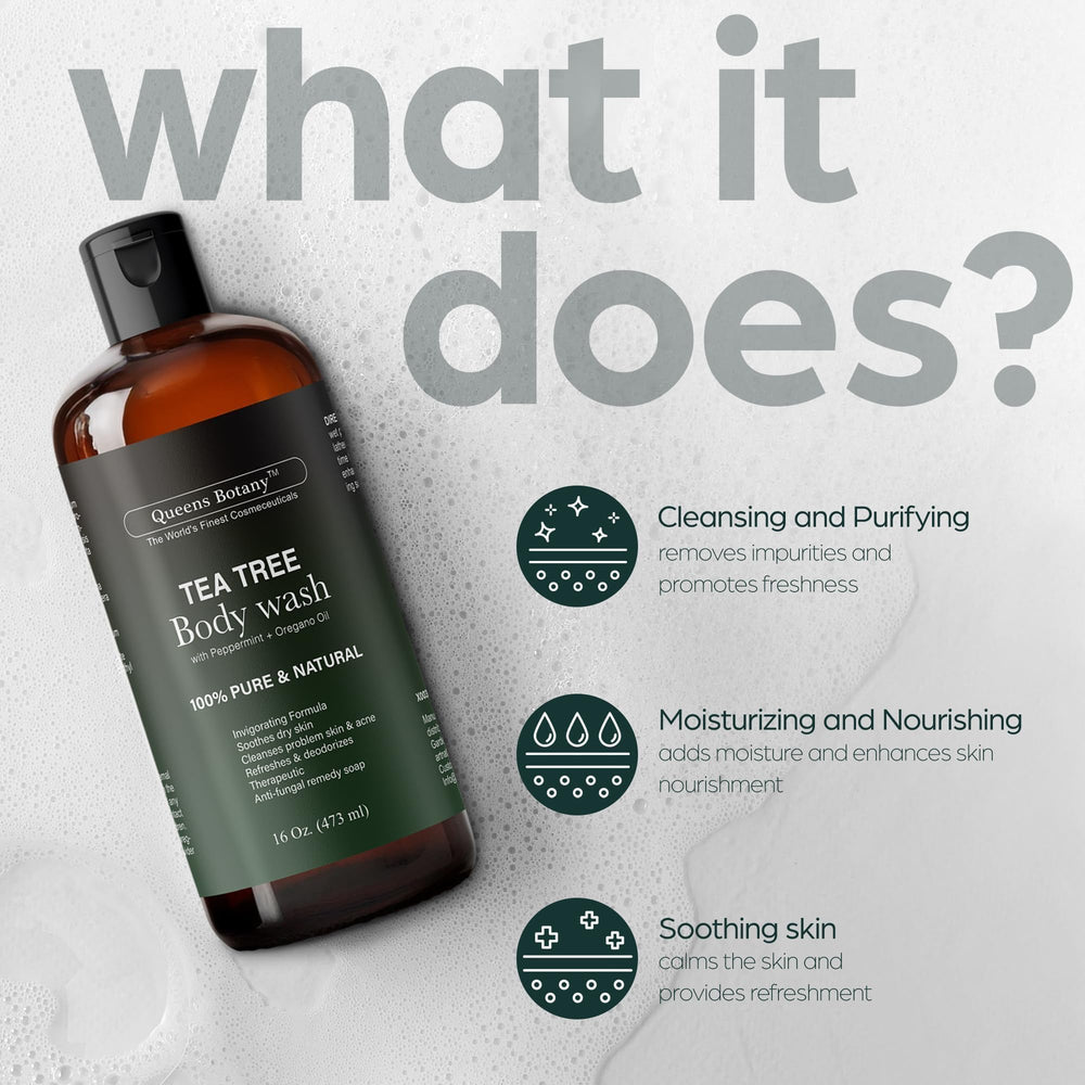 Artnaturals Tea Tree Oil Body Wash suds and lather creating a deep cleansing experience.