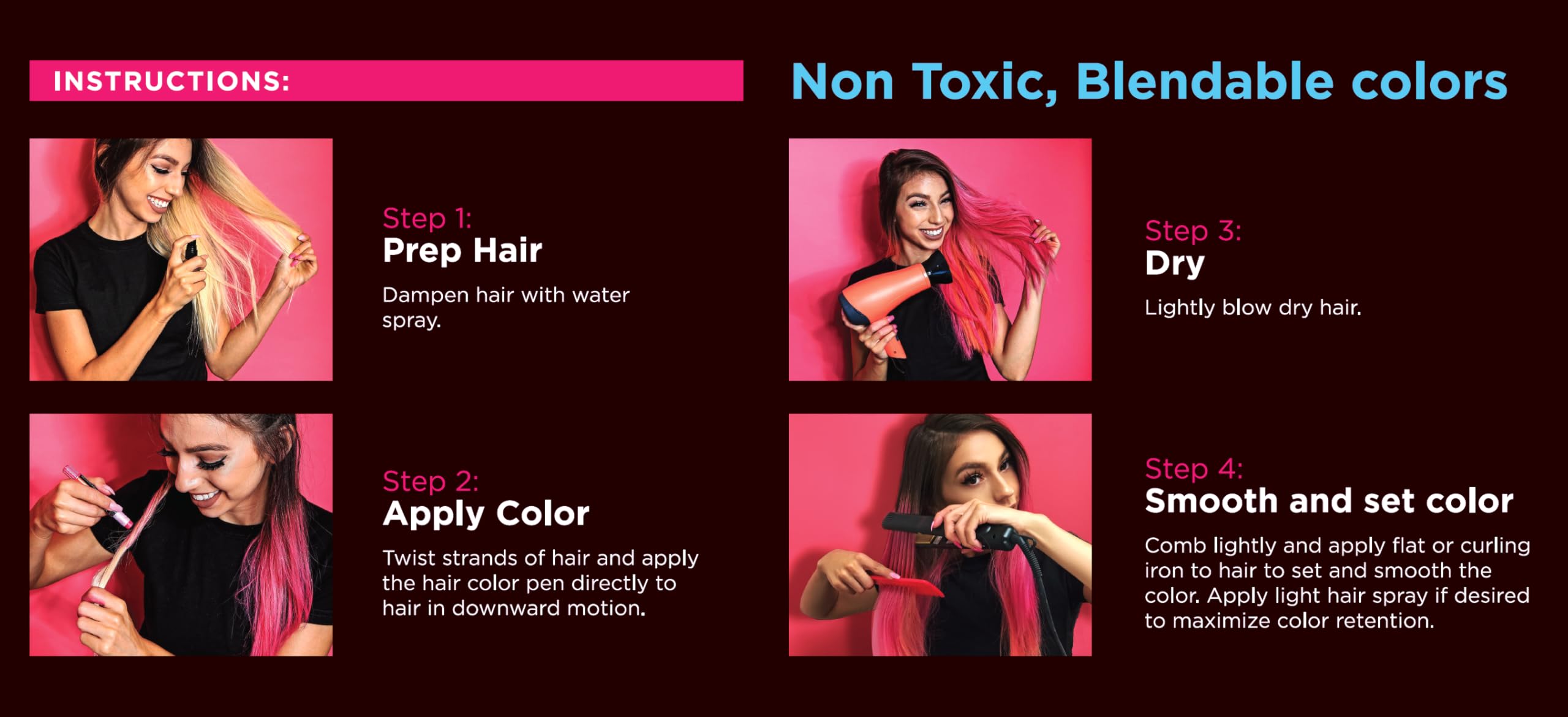 ArtShip Design hair chalk swatches displaying bold color options and shade variety.