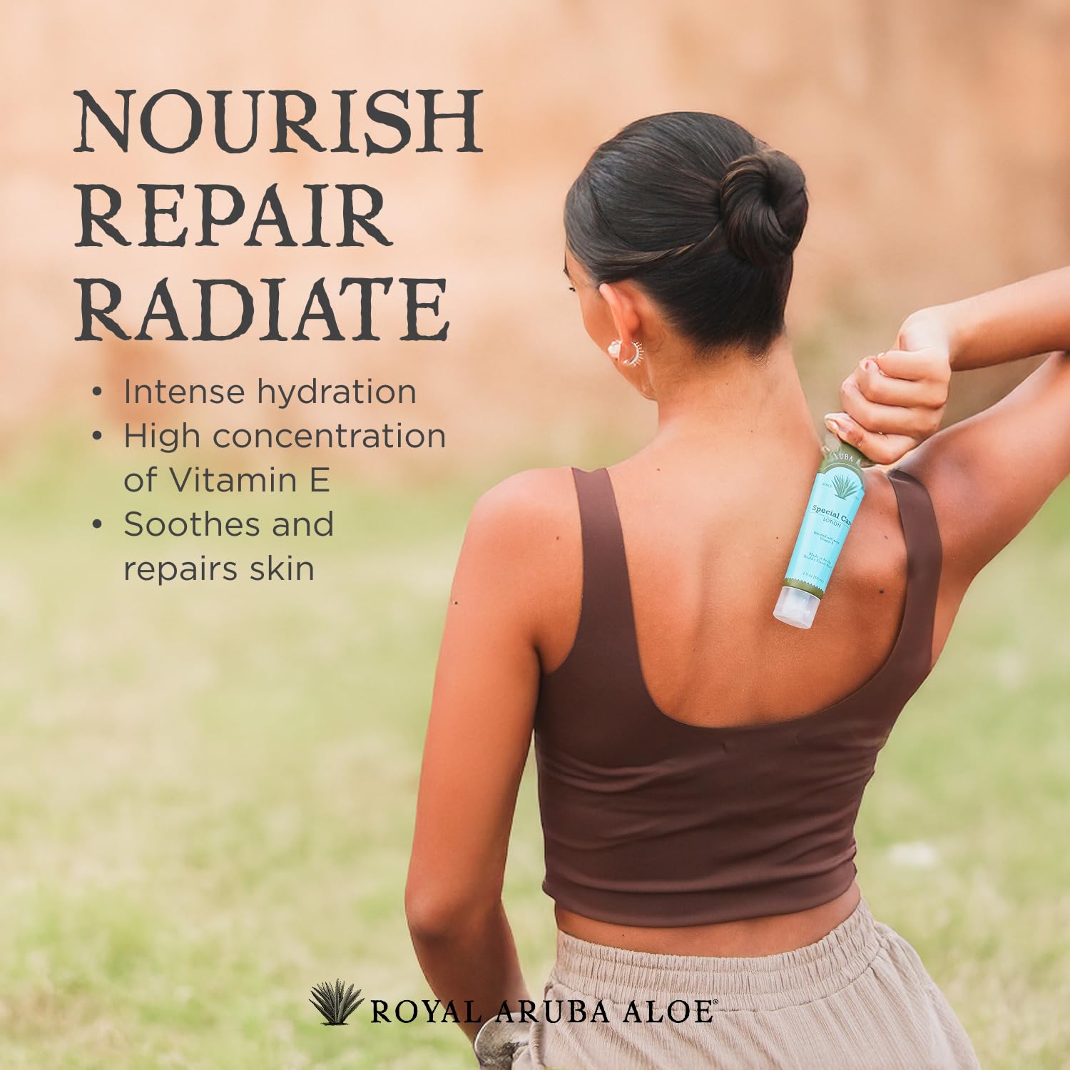 Aruba Aloe Special Care Lotion texture close-up shows smooth, light-absorption formula