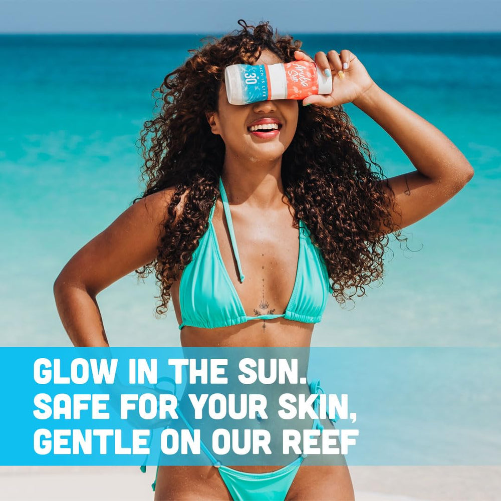 Aruba Sun brand emphasizes family-owned, US-made quality for beach protection.
