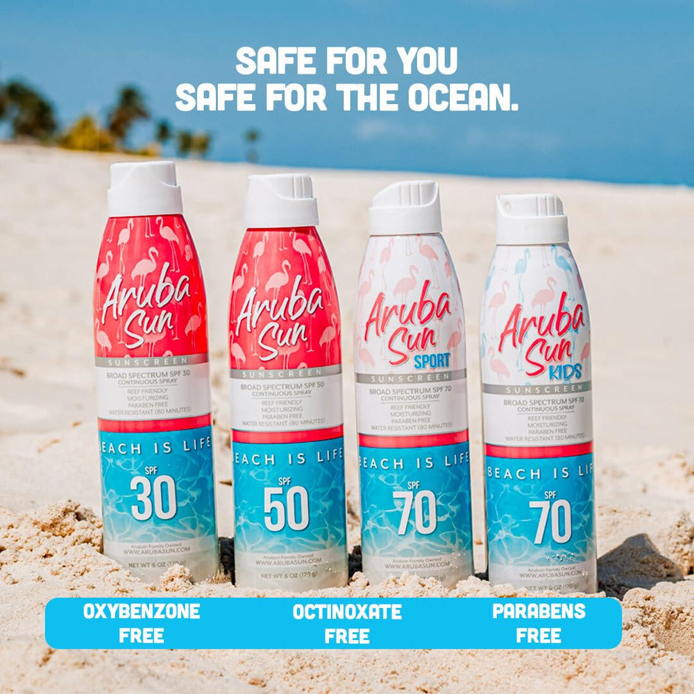 Aruba Sun SPF70 sunscreen during swimming and activity, showcasing water resistance.