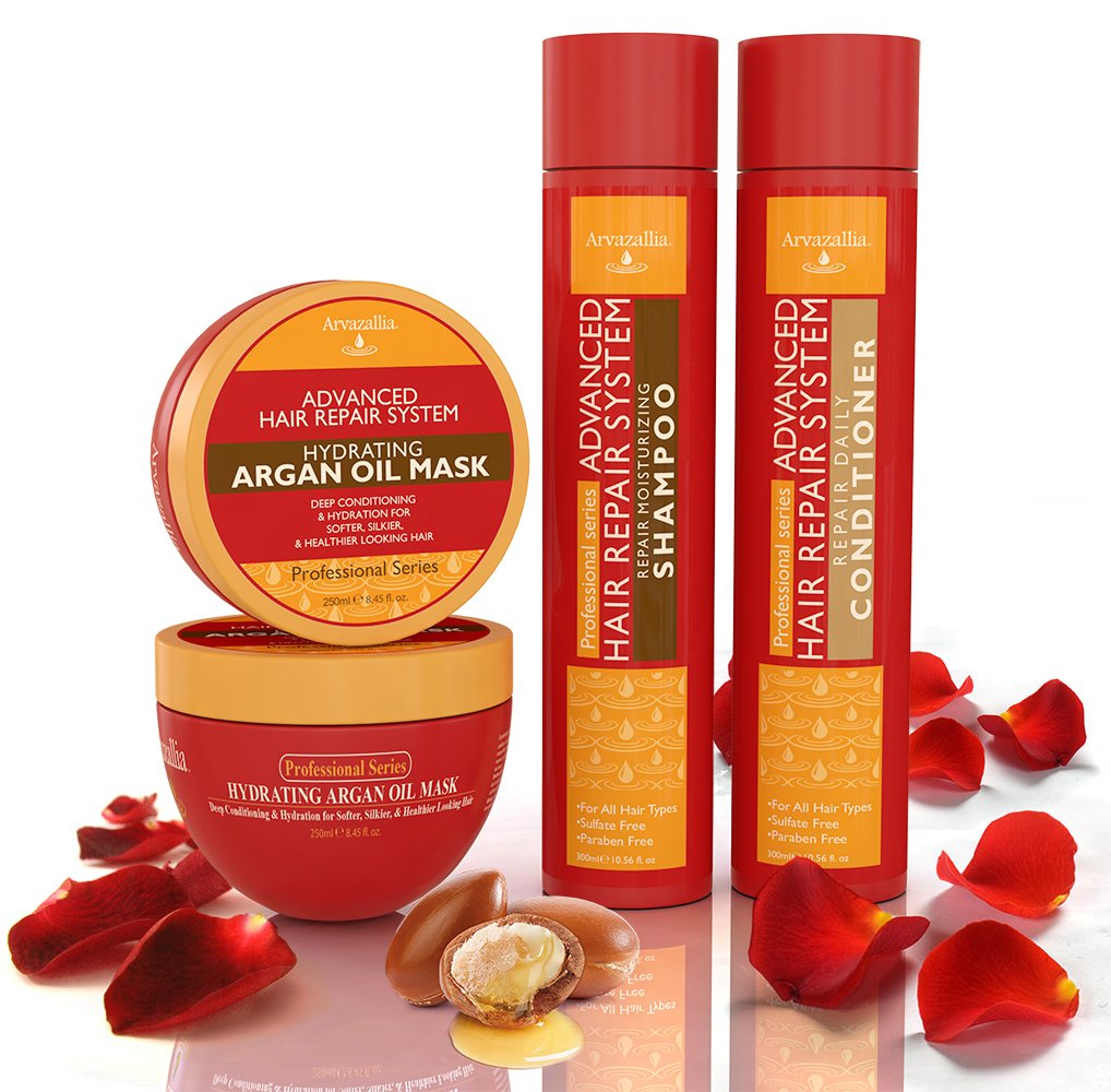 Arvazallia Advanced Hair Repair Conditioner bottle, nourishes and tames frizz