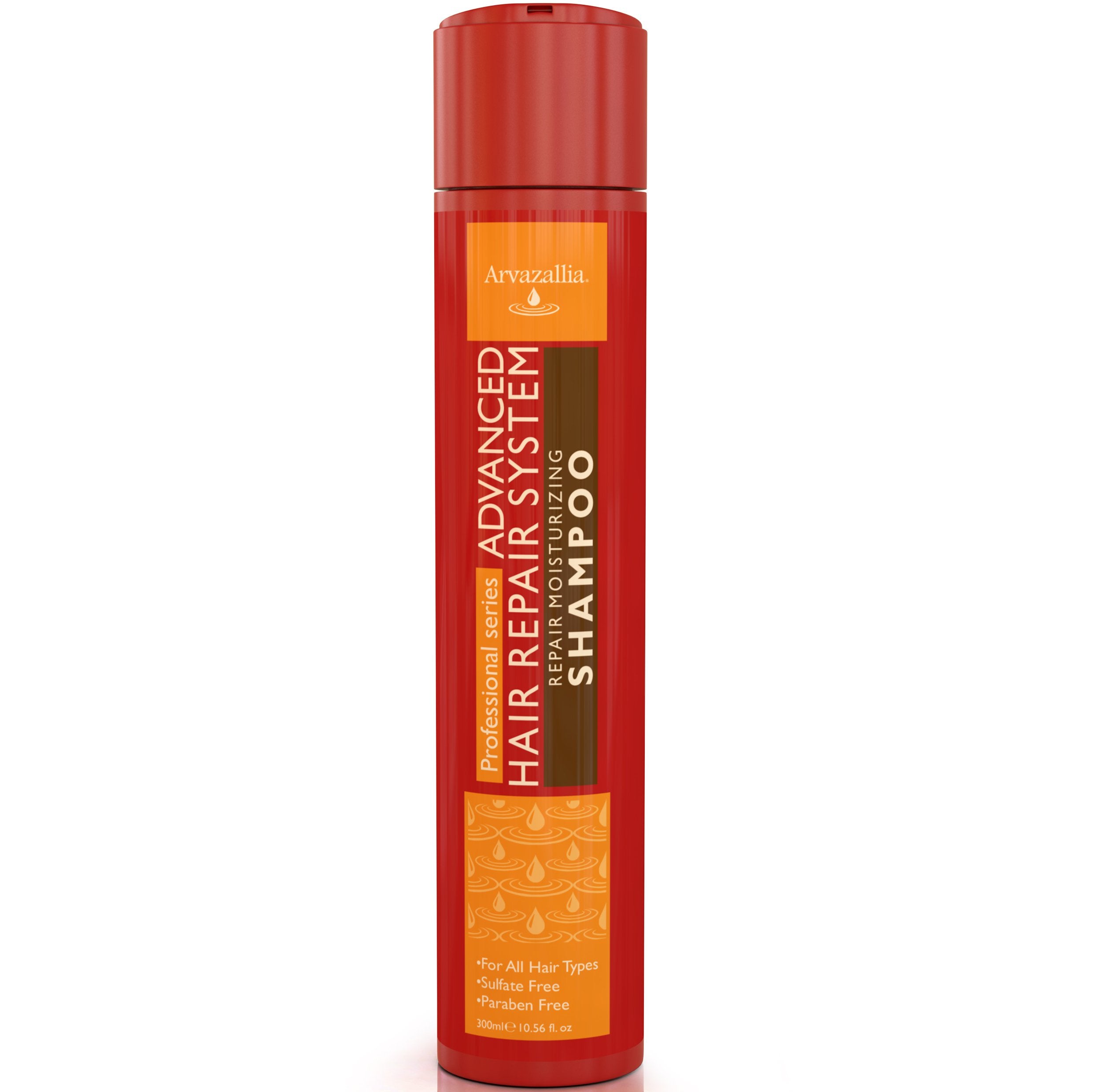 Arvazallia Advanced Hair Repair Shampoo bottle promoting smooth, hydrated hair