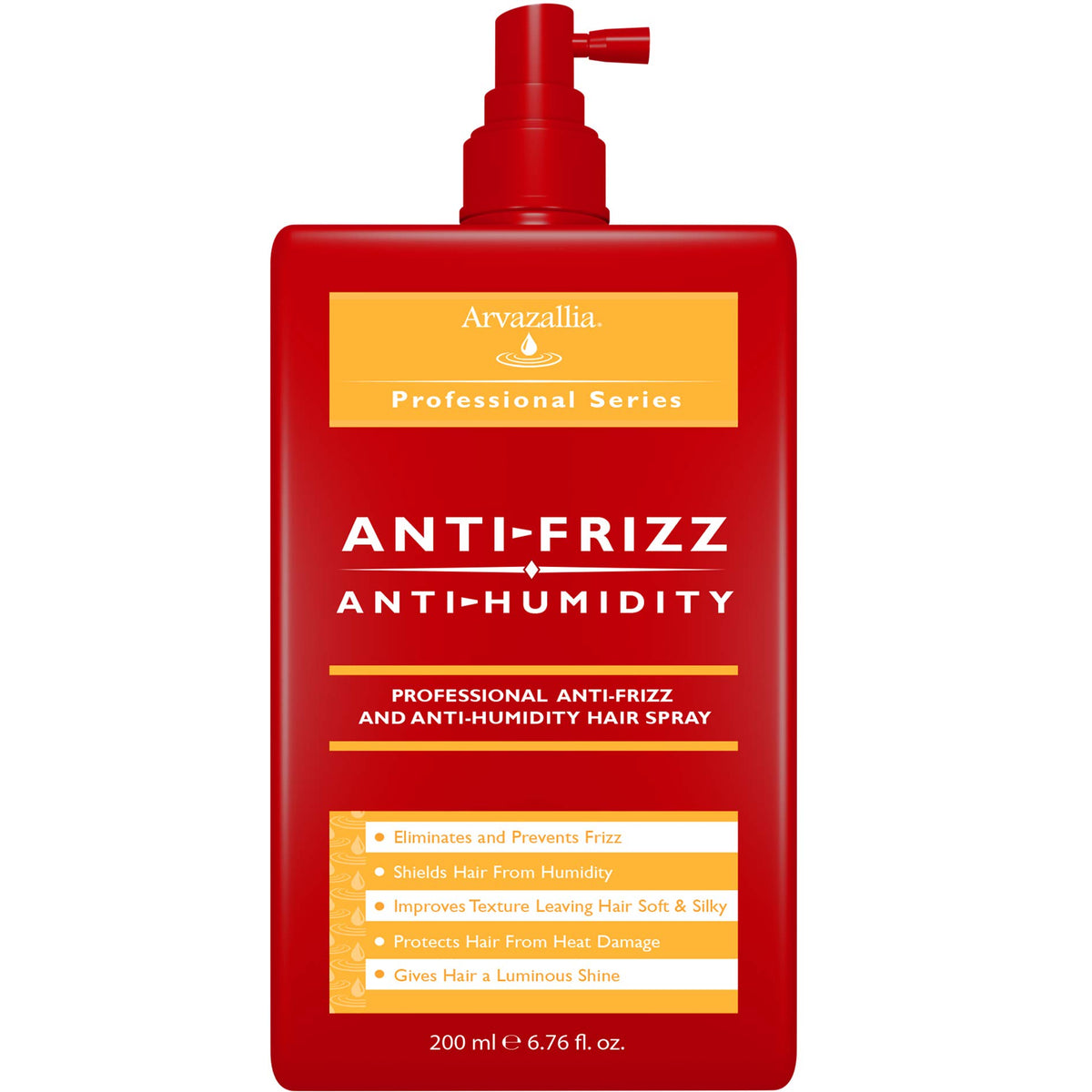 Arvazallia anti-frizz spray bottle delivering lightweight frizz control.