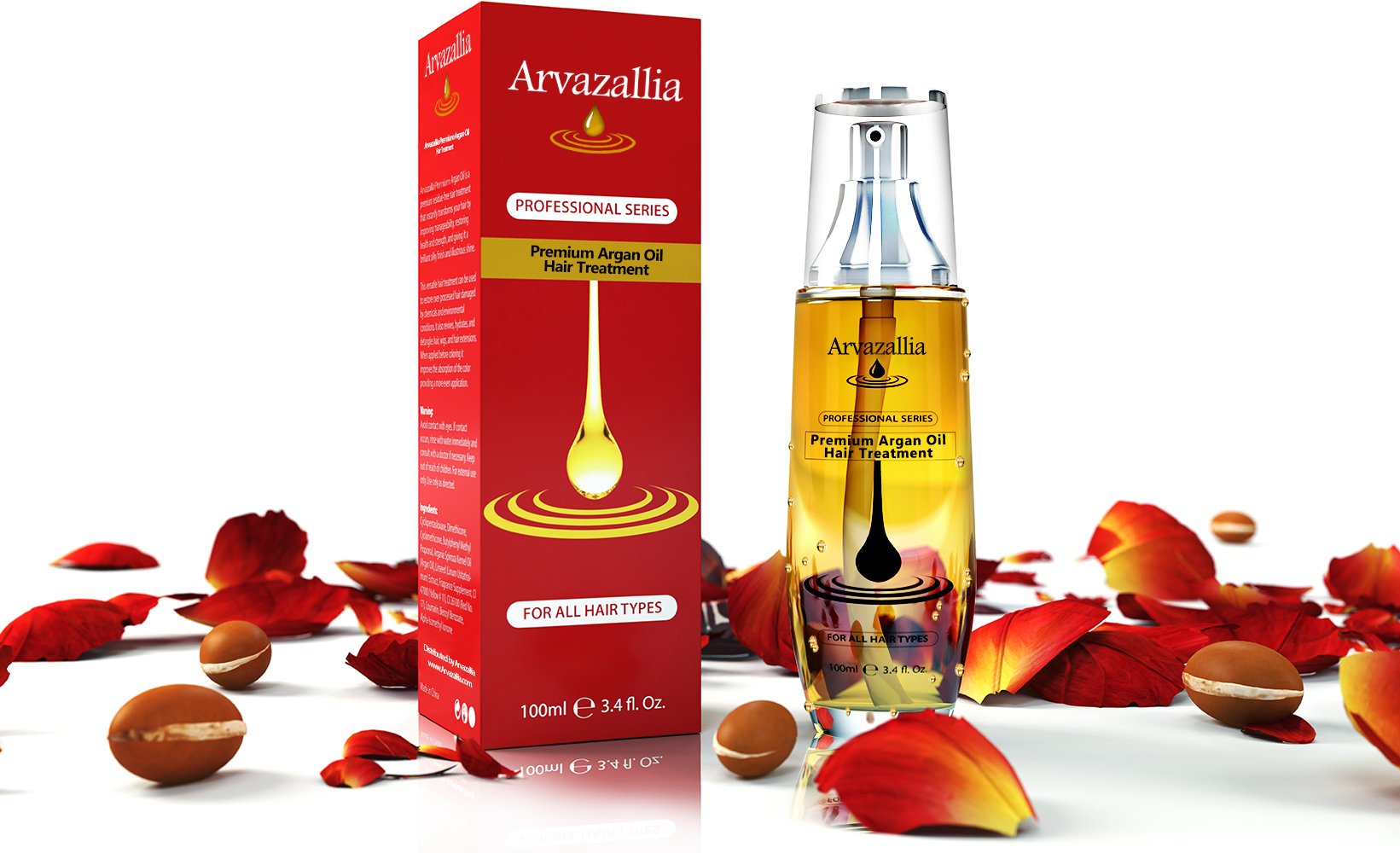 Arvazallia Argan Oil Application on Hair demonstrates moisture and shine.