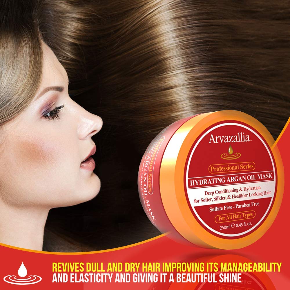 Arvazallia hair mask silky finish after use suggests smoother, shinier hair.