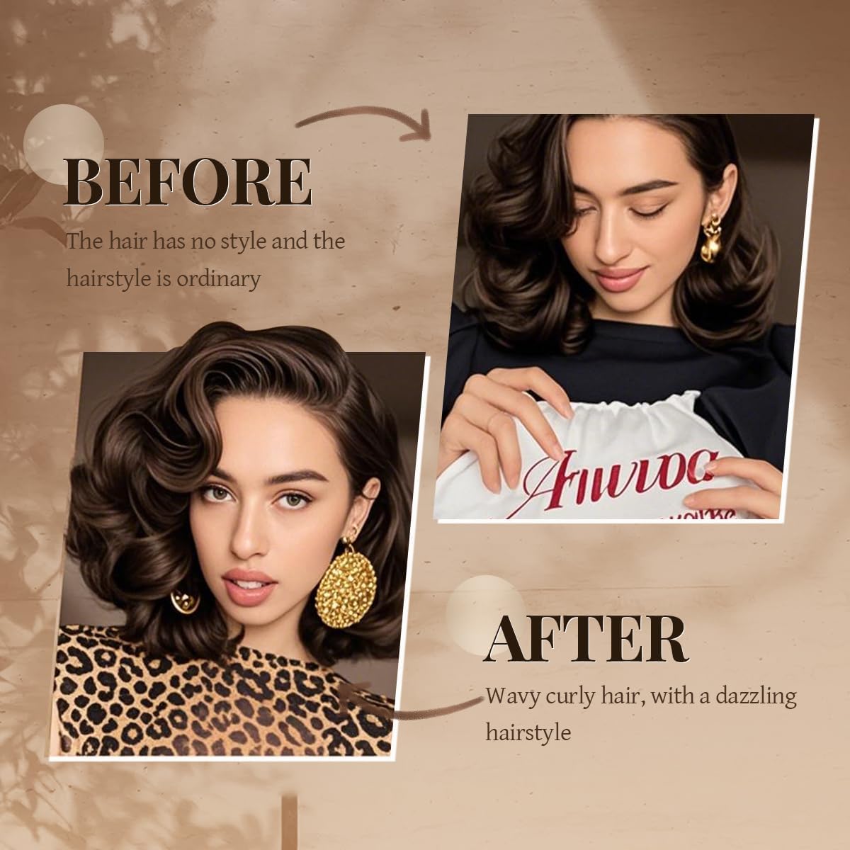 ARWVOA velvet 3-rods curling wand for secure overnight styling