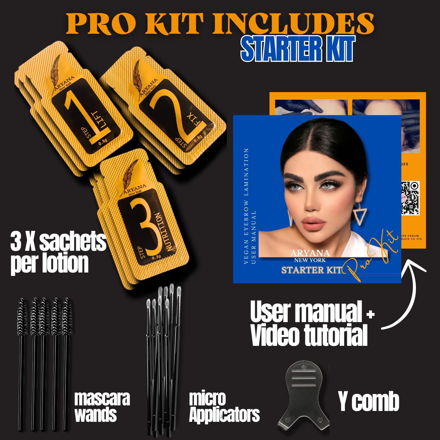 ARYANA NEW YORK Brow Lamination Starter Kit micro applicators for accurate product placement
