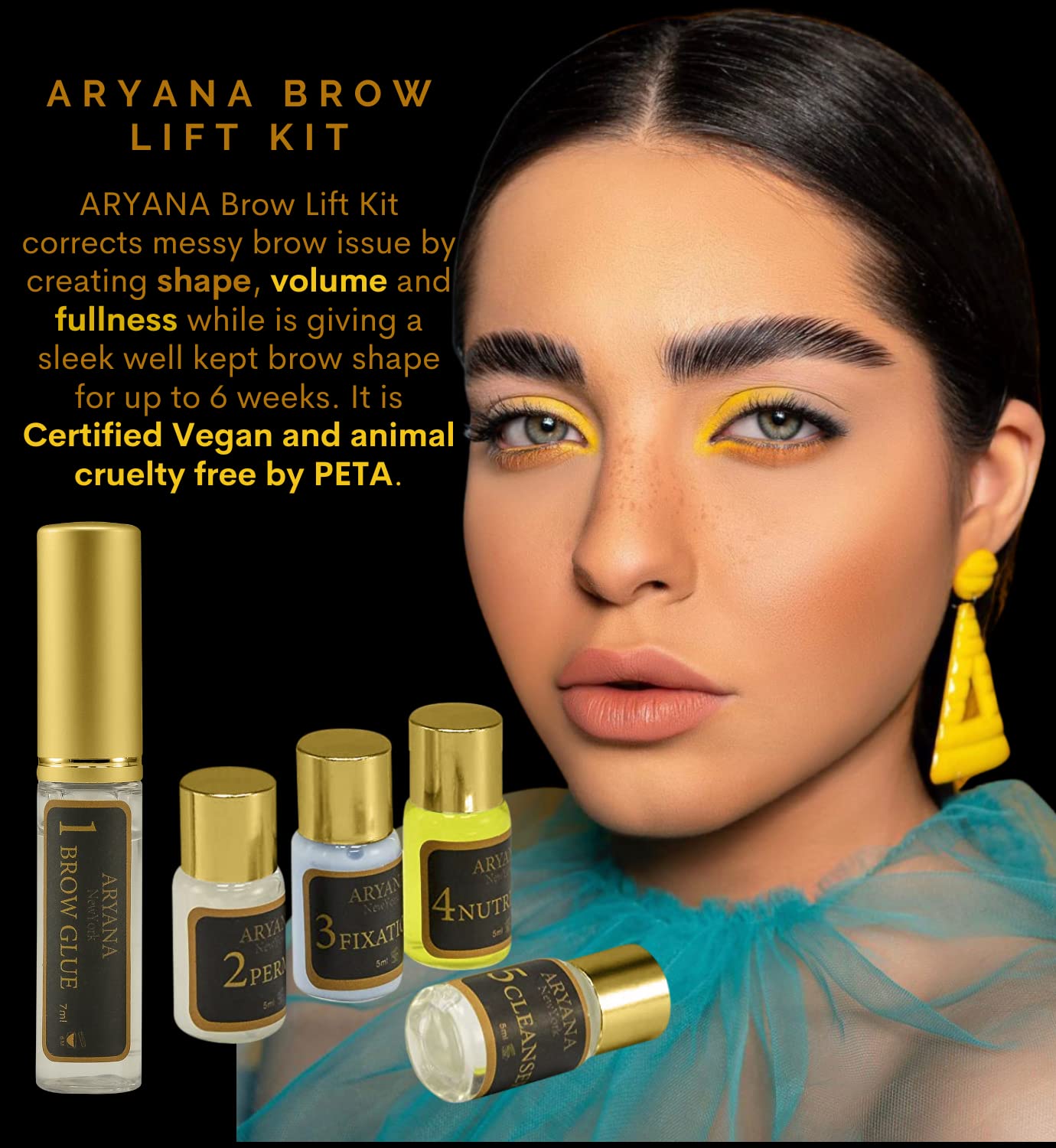 ARYANA NEW YORK brow lift glue bottle ready for precise brow shaping at home.