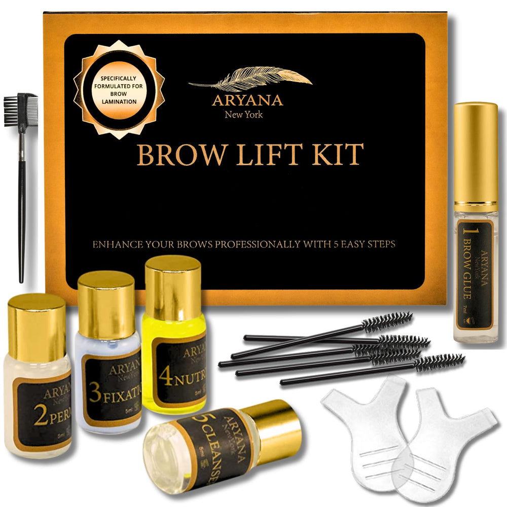 ARYANA NEW YORK eyebrow lamination kit packaging shows premium at-home brow solution.