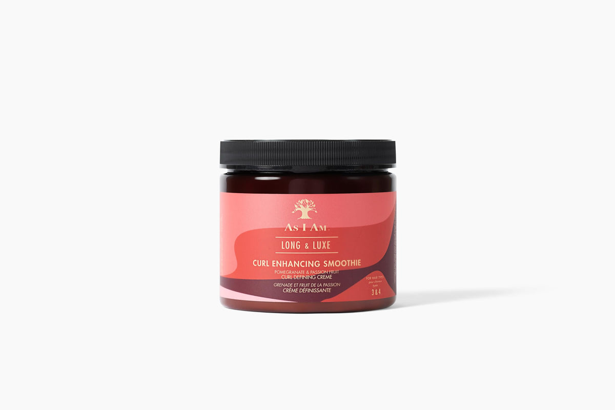 As I Am Long and Luxe bottle close-up highlighting lightweight curl definition and hydration.