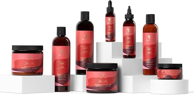 As I Am Long and Luxe packaging highlights a 16 oz jar for long-lasting curl support.