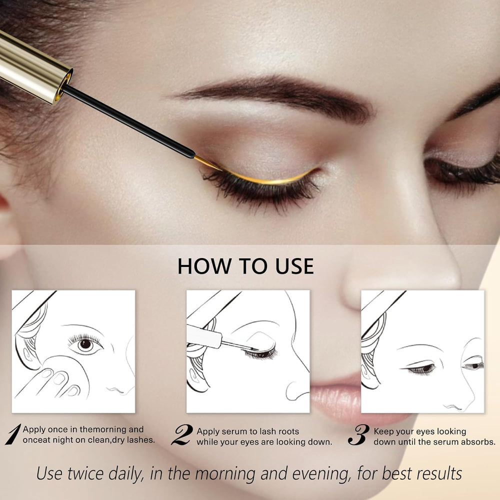 ASAMO eyelash serum glass bottle with dropper showing precise nightly application
