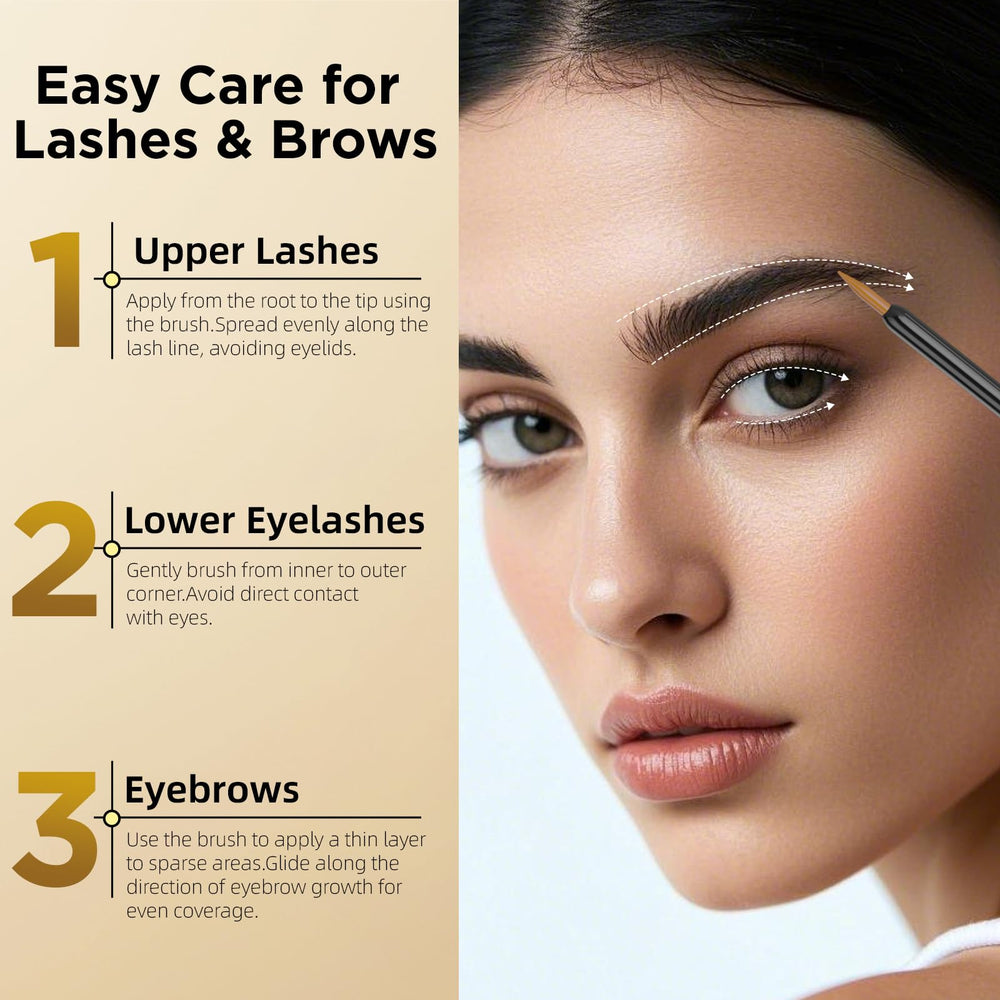 ASAMO lashes and brows growth graphic implying fuller look.