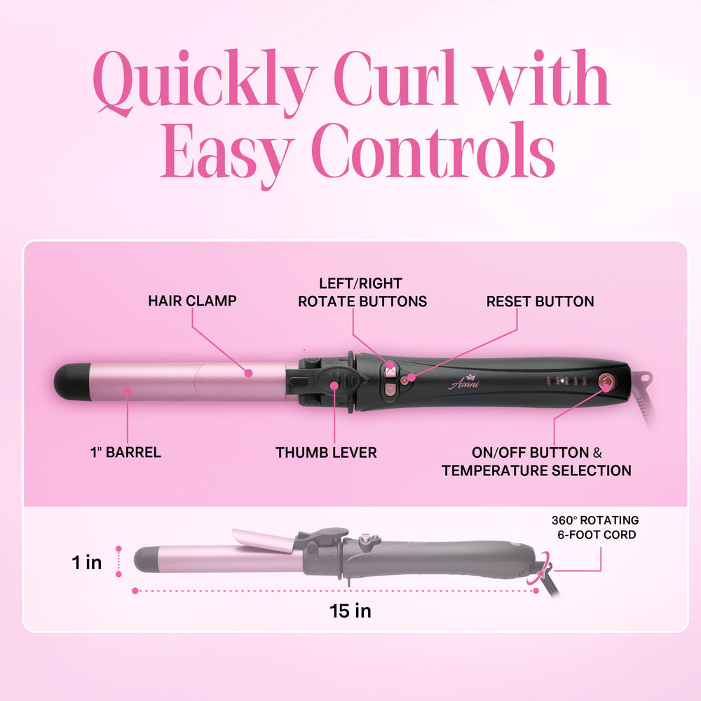 Asani curling iron beach waves in action to create quick, lasting texture.