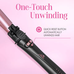 Asani 1-inch curling iron heat controls closeup for precise, customizable styling.