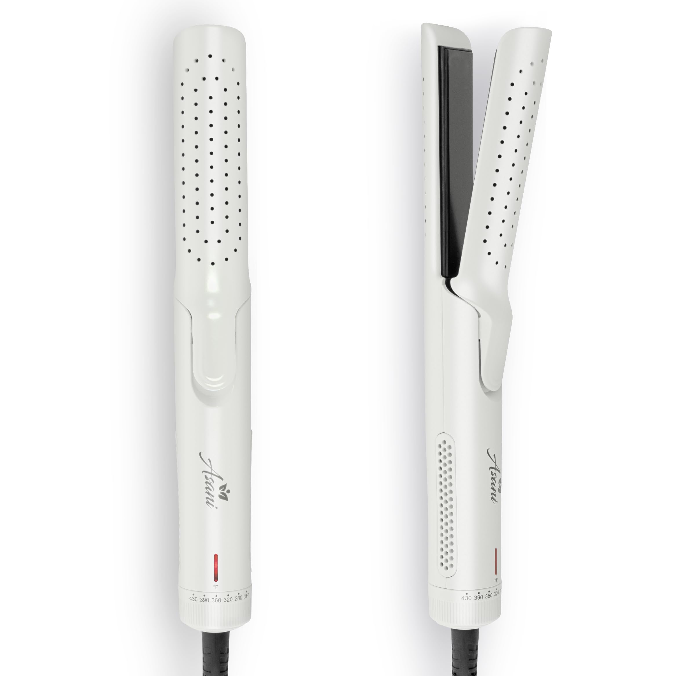 Asani 360° Airflow Styler cooling fan enables rapid, secure hair contact.