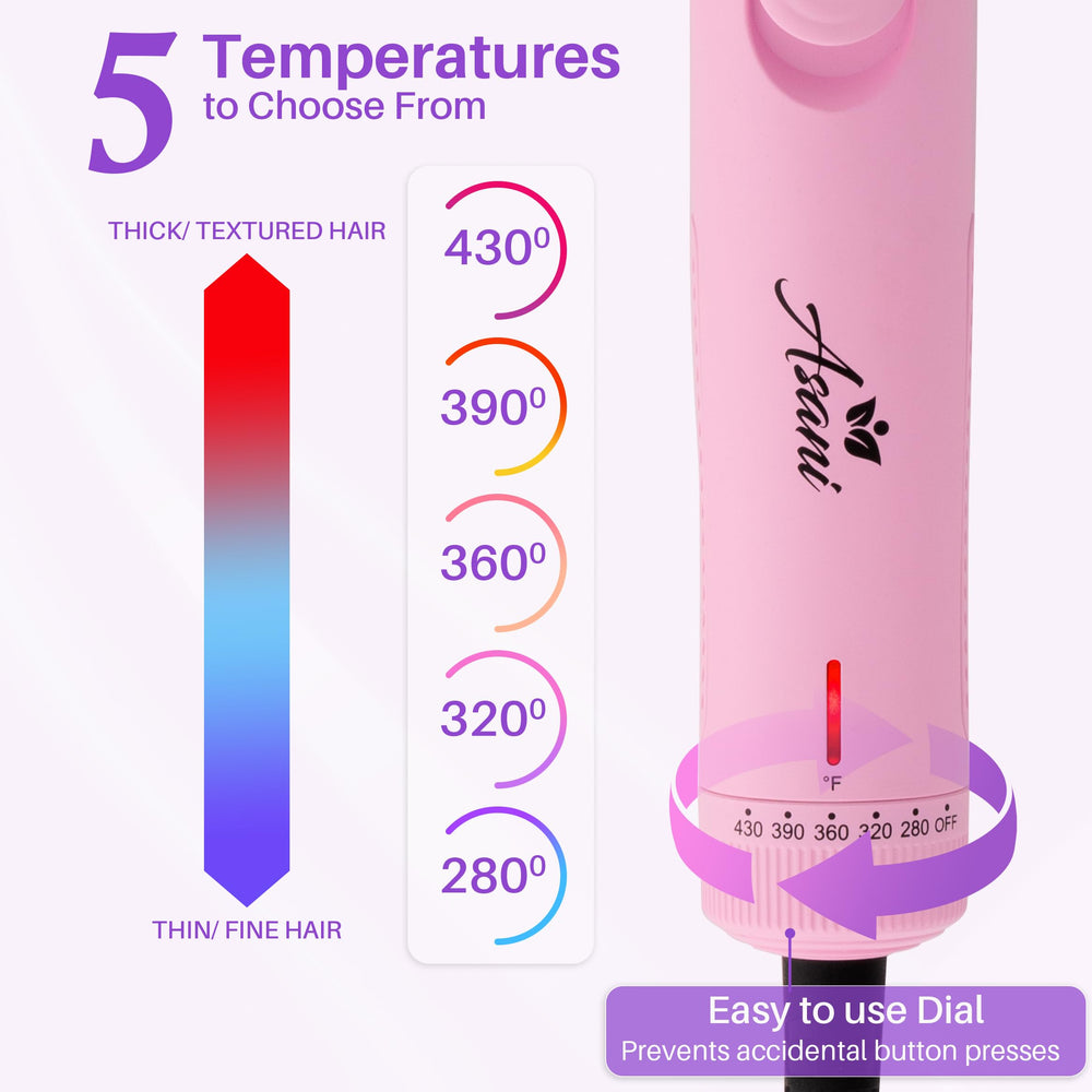 Asani 360° Airflow Styler pink built-in clip keeps hair secure