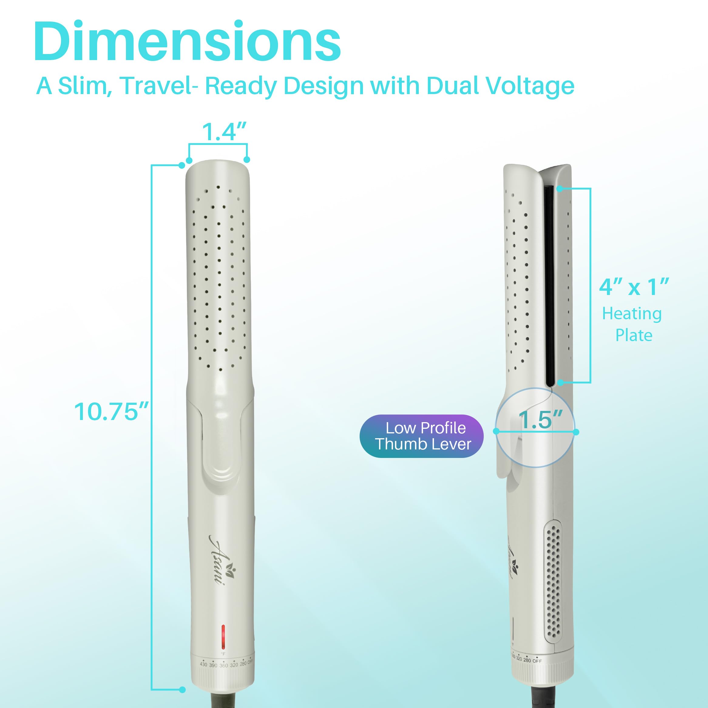 Asani 360° Airflow Styler temperature dial lets you tailor heat for hair types.